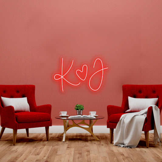 Cursive Initials Neon Sign